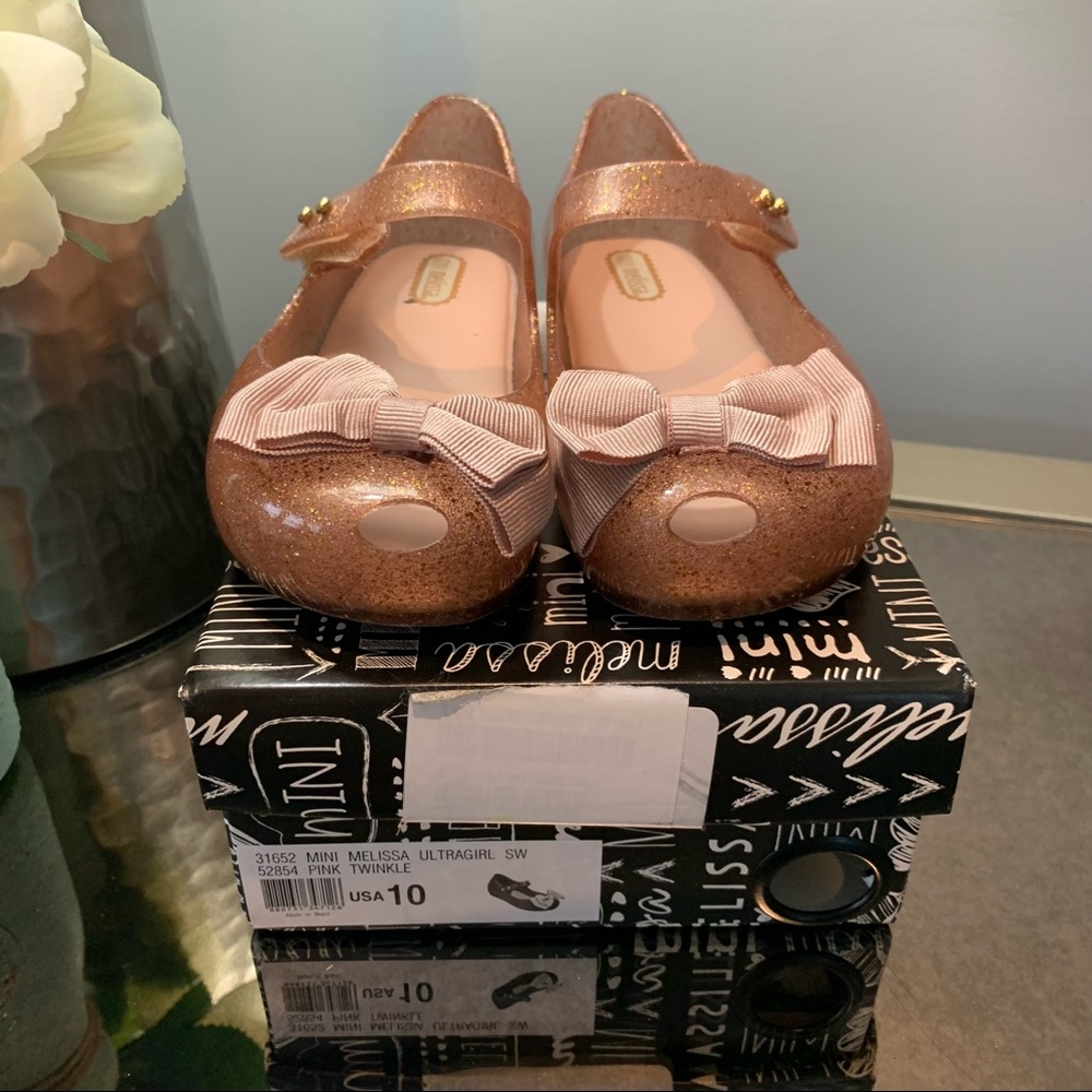 (SOLD) USED Mini Melissa Pink Twinkle Shoes Sz 10